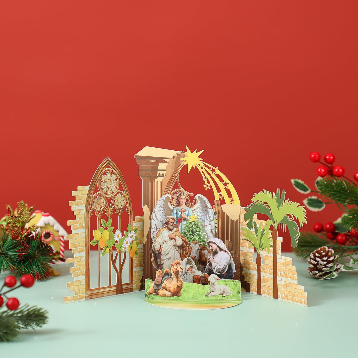 Nativity Double Door Pop Up Card