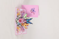 Pink Orchid Butterfly Flowering Shrubs 3D Pop Up Card