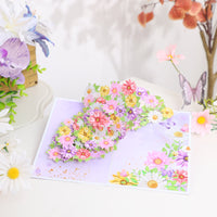 Mixed Color Cosmos Floral Branch Greeting Card