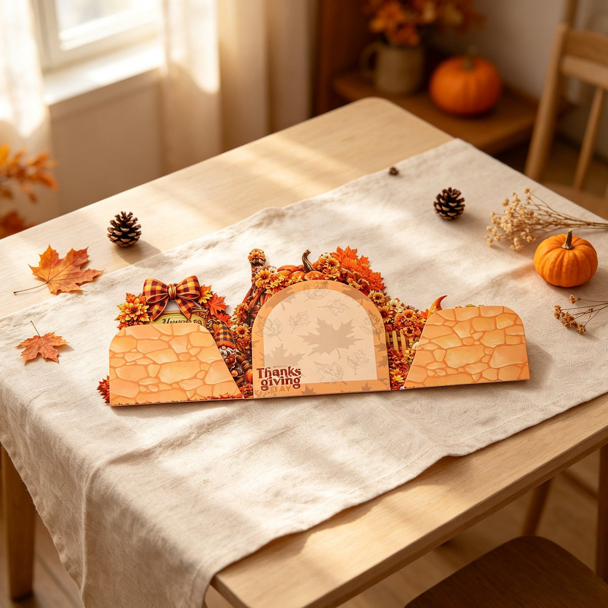 Thanksgiving Gnome Double Door Pop Up Card