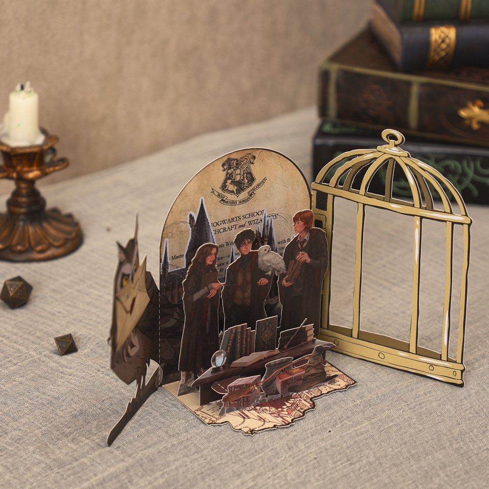 Owl Birdcage Delivering Mail 3D Pop Up Card