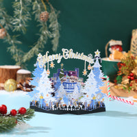 Christmas Castle Snowy Scene 3D Pop Up Card