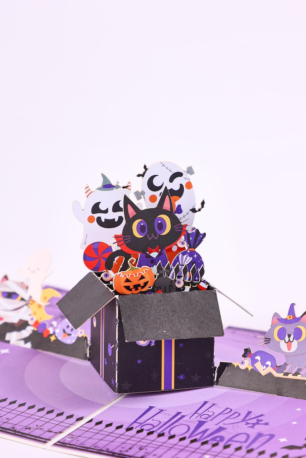 Halloween Cat Devil Greeting Card