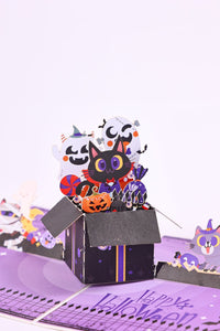 Halloween Cat Devil Greeting Card