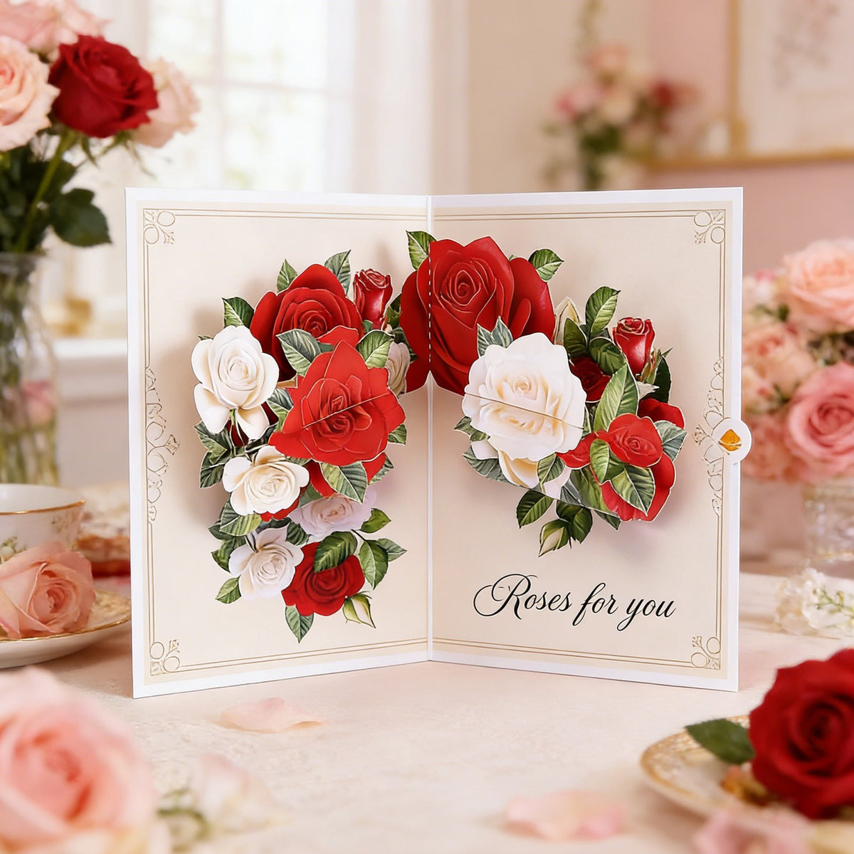 Red Rose Flip Pop Up Card