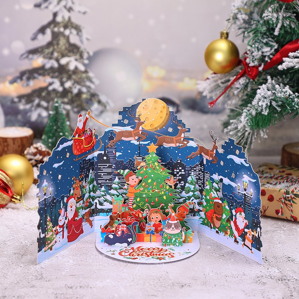 City Christmas Double Door Pop Up Card
