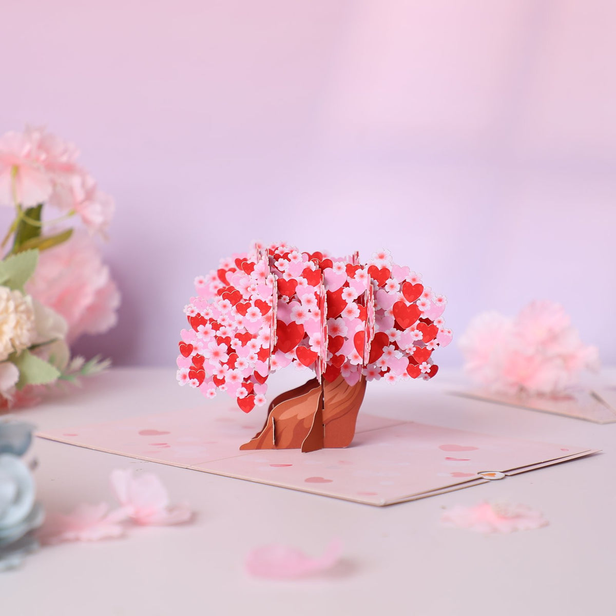 Pink Heart Tree Greeting Card