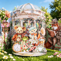 Vintage Animals Tea Double Door Pop Up Card