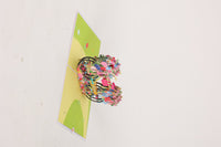 Floral Print Bicycle Flip Pop Up Card