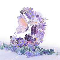 Butterfly Fresh Flowers Crescent Moon 3D Pop Up Card