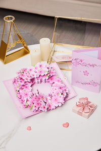 Cherry Blossom Floral Wreath 3D Pop Up Card