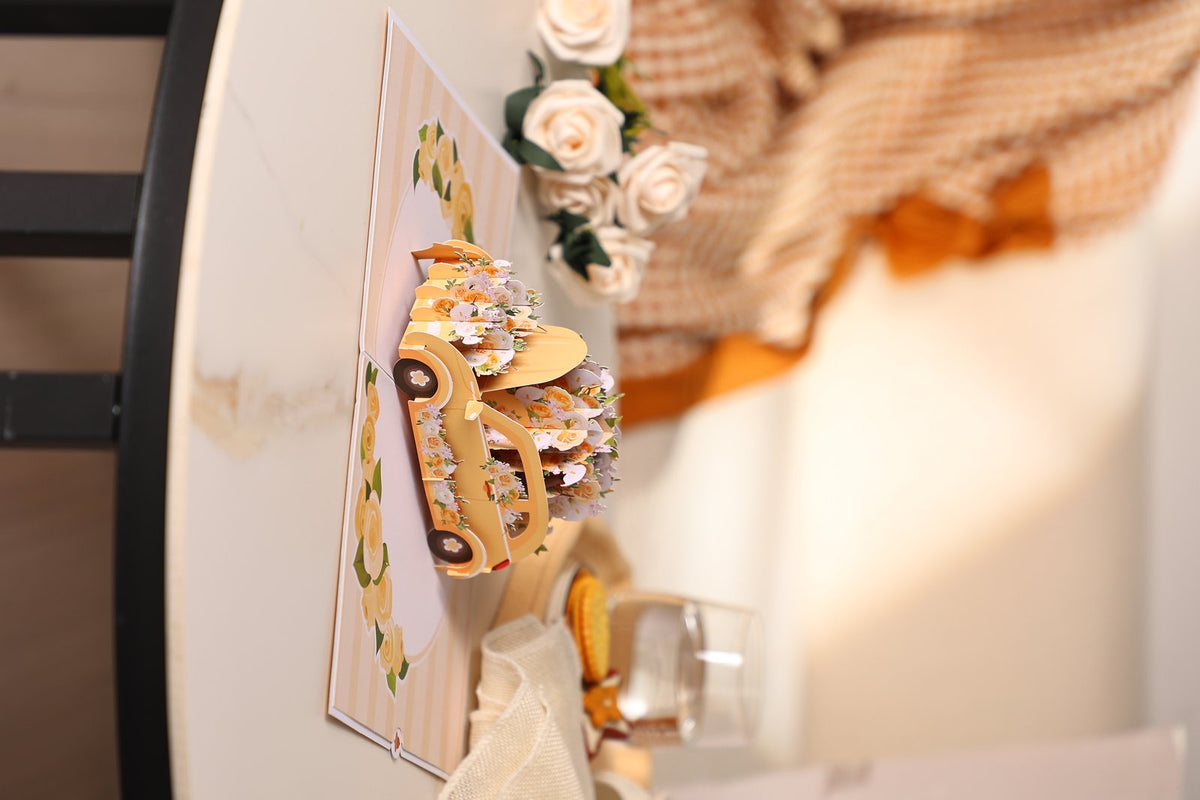 Yellow Flower Cart 3D Pop Up Card