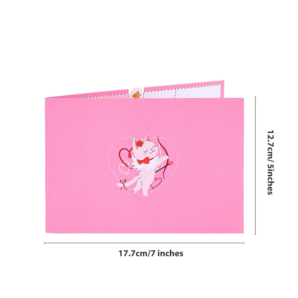 Cupid Kitten 3D Pop Up Card Wings