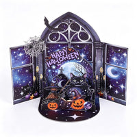 Halloween Black Cat Double Door Card