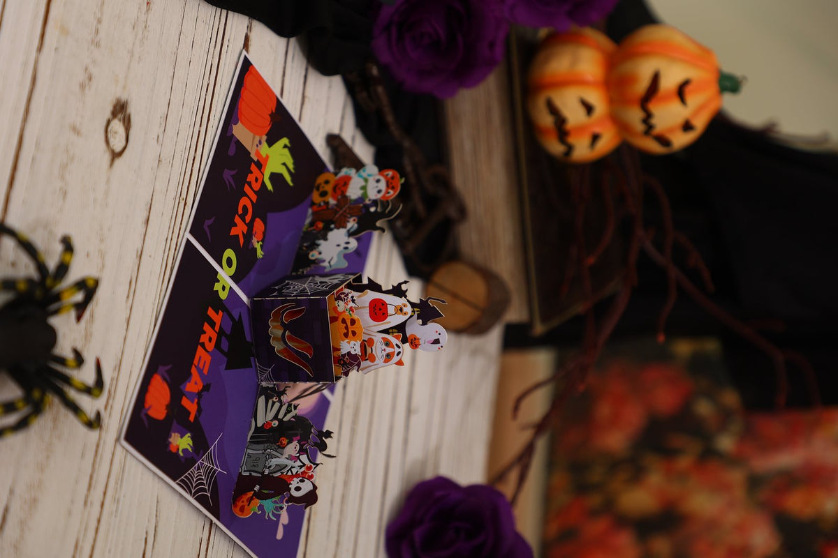Halloween Ghost Sheet Cat Dog Box 3D Pop Up Card
