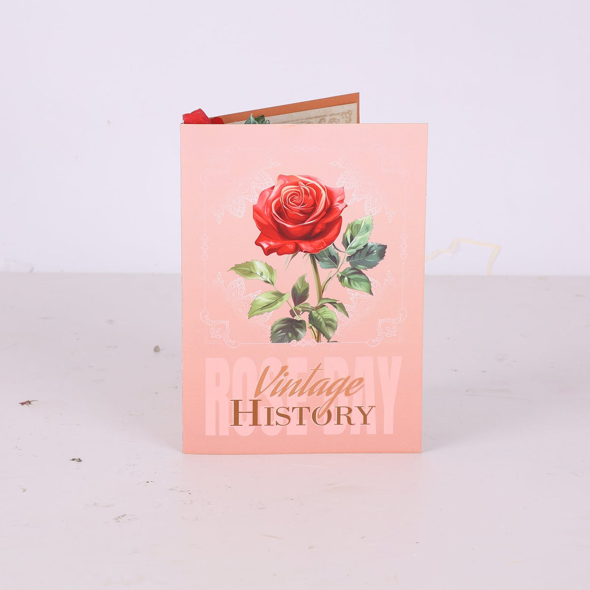 Red White Rose Fresh Flowers Flower Vase 3D Pop Up Card
