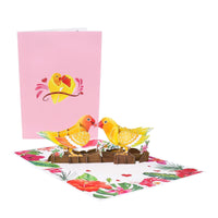 Yellow Parrot Lovebirds 3D Pop Up Card