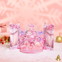 Pink Window Scene Christmas Greeting Card