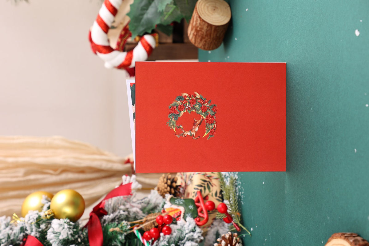 Christmas Deer Crescent Moon Greeting Card