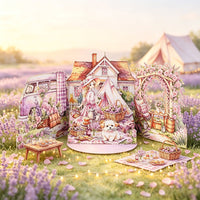Girl Purple Camping Double Door Pop Up Card
