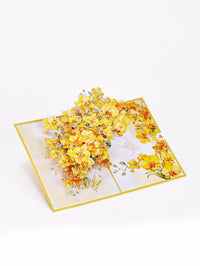 Yellow Orchid Floral Branch 3D Pop Up Card