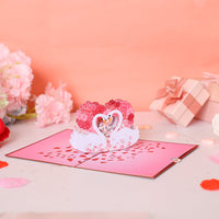 Heart Rose Swan Greeting Card