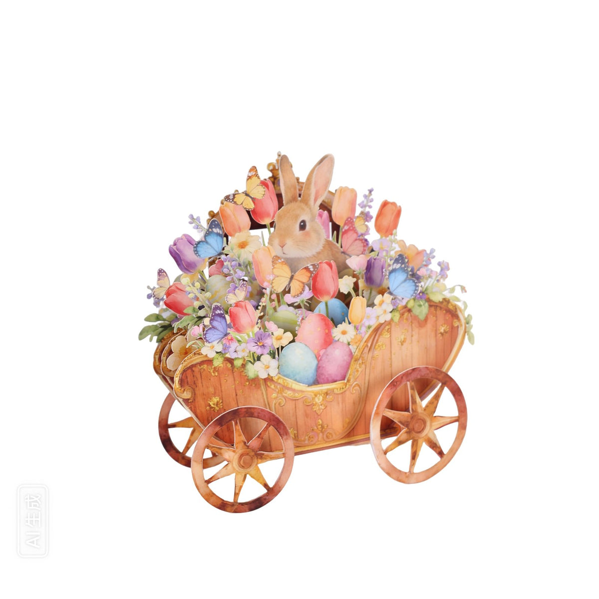Easter Bunny Flower Cart Greeting Card