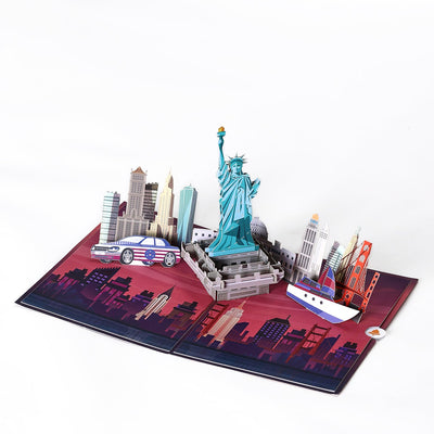 Small MOQ New York City Skyline 3D Pop-Up Card Statue of Liberty & Landmarks Souvenir Greeting Card