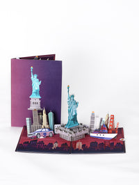 Small MOQ New York City Skyline 3D Pop-Up Card Statue of Liberty & Landmarks Souvenir Greeting Card