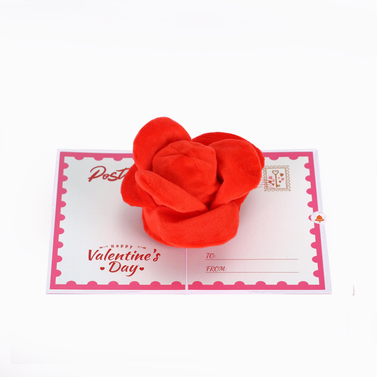 Wholesale Supplier Plush Rose Valentine's Day 3D Pop-Up Greeting Card Romantic Soft Gift