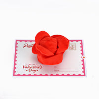 Wholesale Supplier Plush Rose Valentine's Day 3D Pop-Up Greeting Card Romantic Soft Gift
