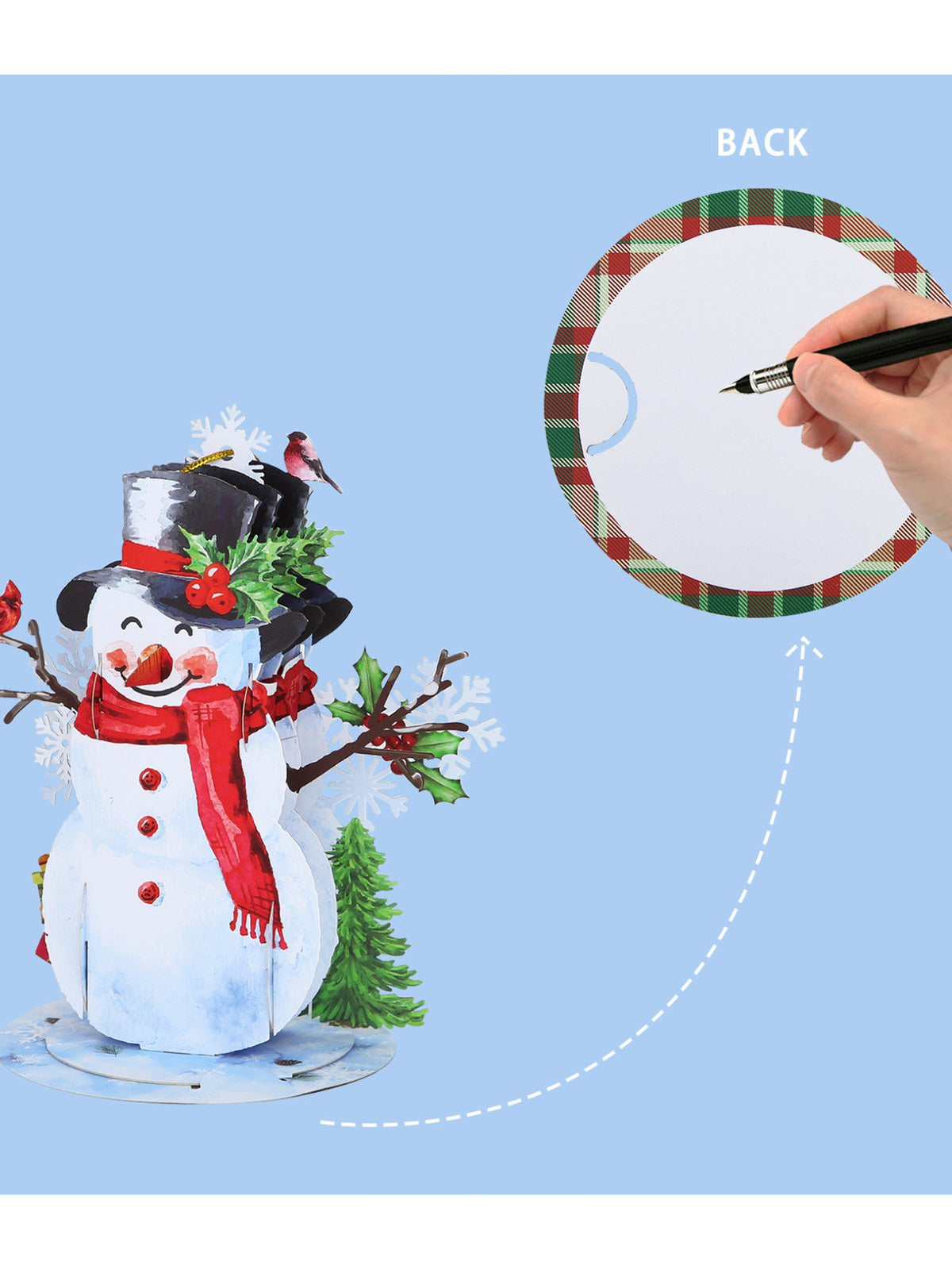 Snowman Hanging Ornament 3D Pop Up Card