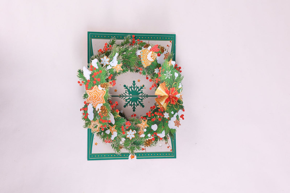 Christmas Gingerbread Floral Wreath 3D Pop Up Card