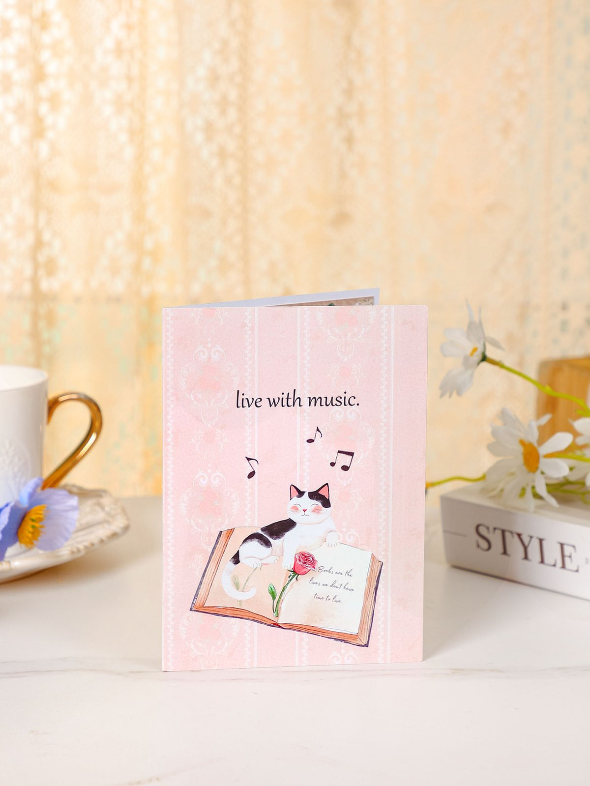 Cat Music Book Flip Pop Up Card