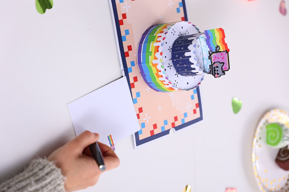 Rainbow Cat Cake Birthday Greeting Card