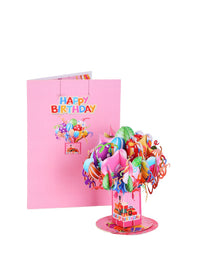 Pink Birthday Balloon Flip Pop Up Card