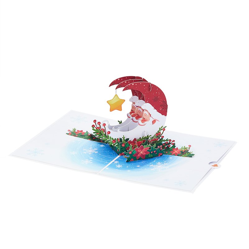 Santa Claus Crescent Moon 3D Pop Up Card