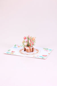 Tulip Flower Basket Greeting Card