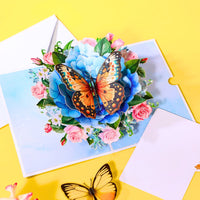 Blue Hydrangea Butterfly Greeting Card