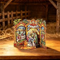 Stained Glass Nativity Double Door Card