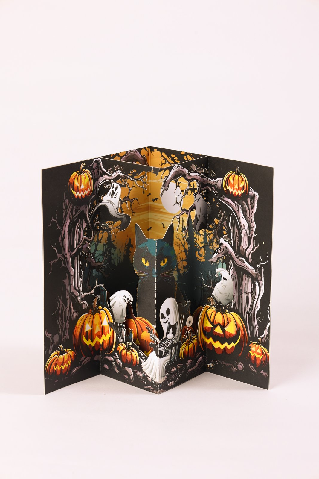 Hollow-Out Black Cat 3D Pop Up Card