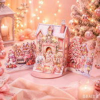 Dreamy Pink Christmas Double Door Pop Up Card