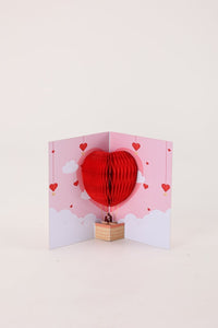 Valentine's Day Hot Air Balloon Honeycomb Greeting Card