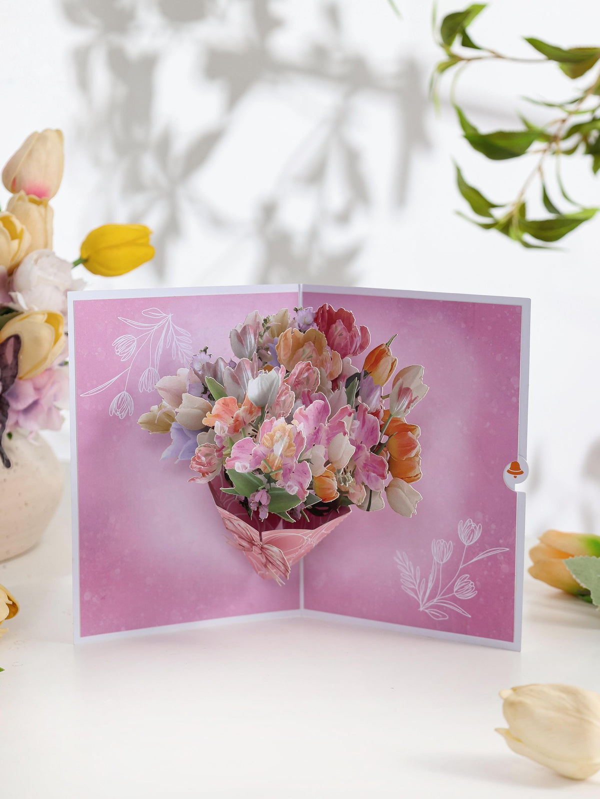 Tulip Flower Bouquet 3D Pop Up Card