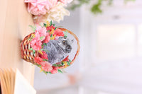 Blue Cat Flower Basket Hanging Ornament