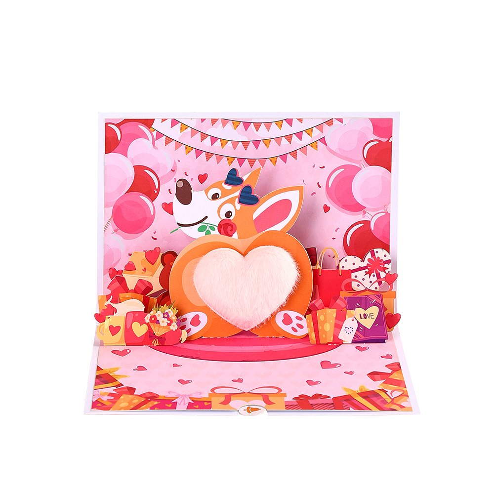 Plush Heart Dog Valentine's Day Greeting Card