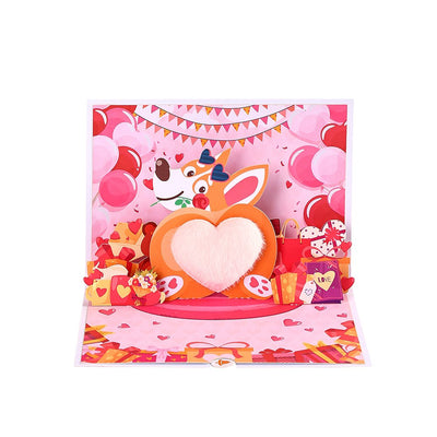 Plush Heart Dog Valentine's Day Greeting Card