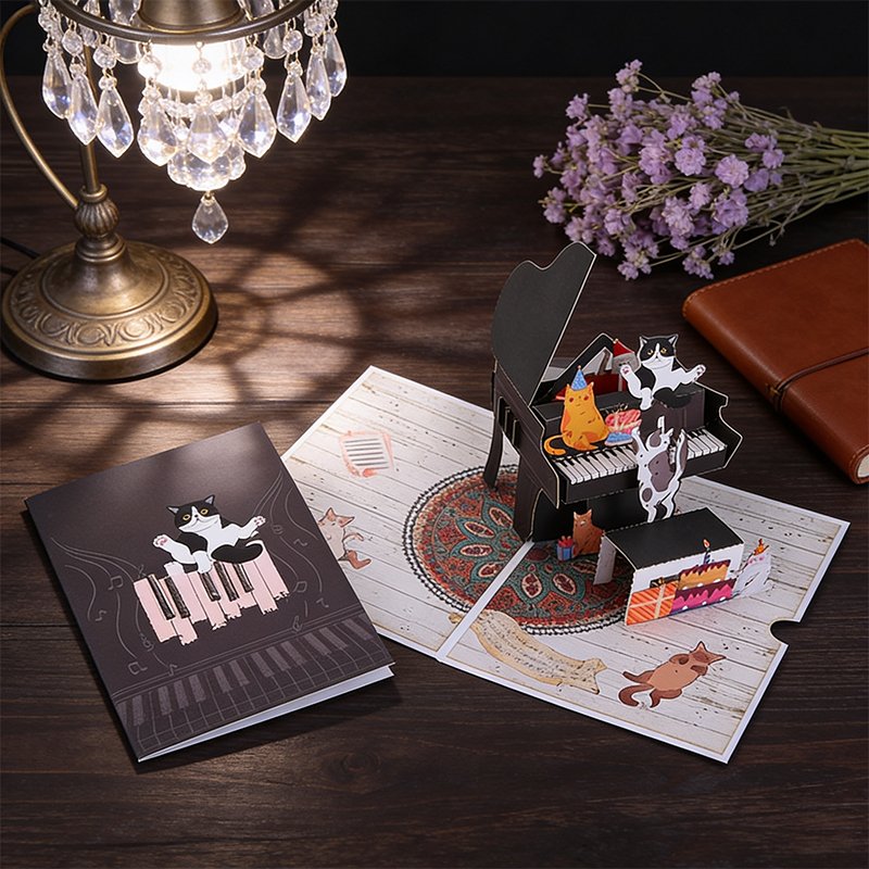 Piano Cat Birthday Greeting Card