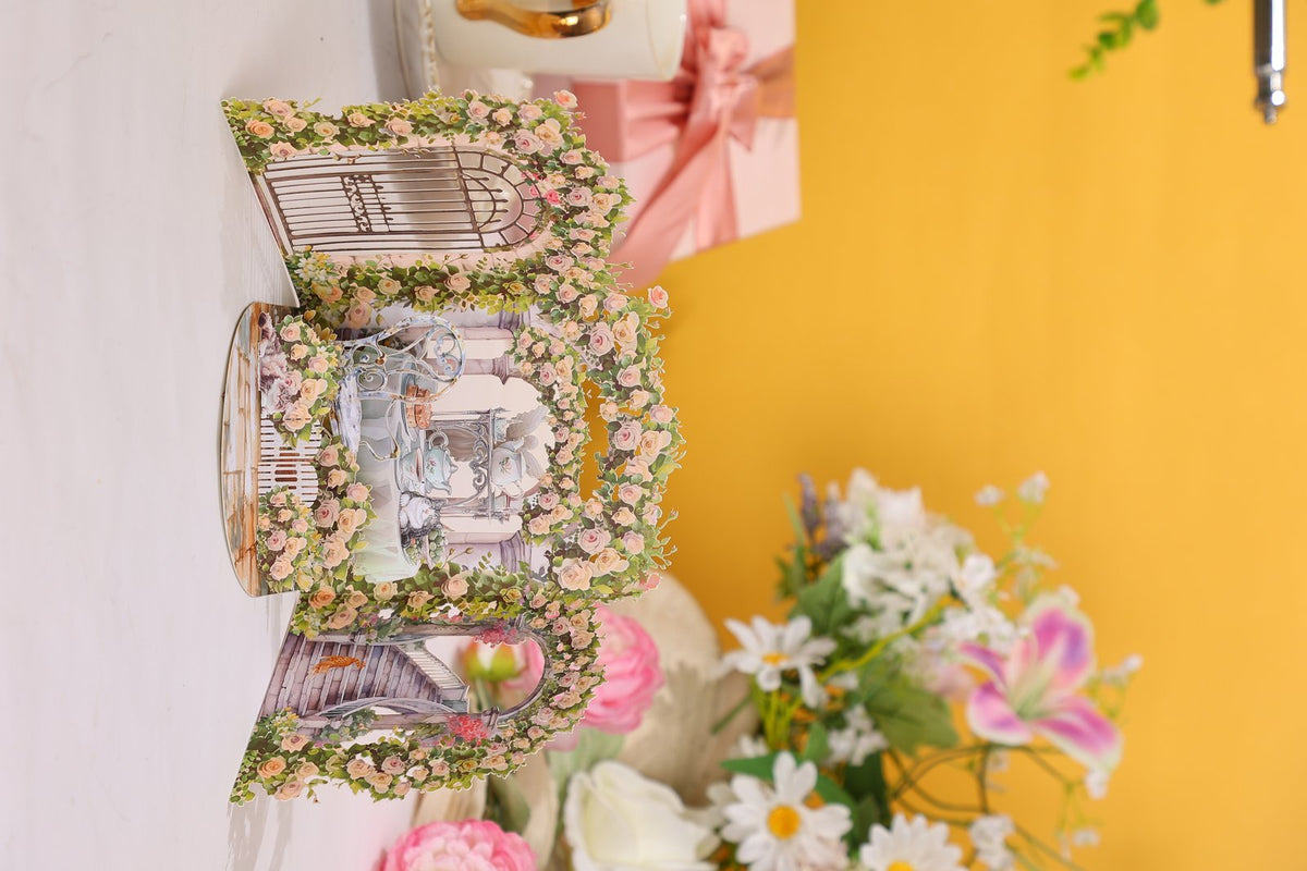 Yellow Green Spring Garden Double Door 3D Pop Up Card