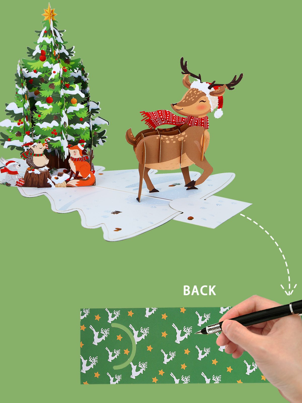 Green Christmas Tree Flip Pop Up Card